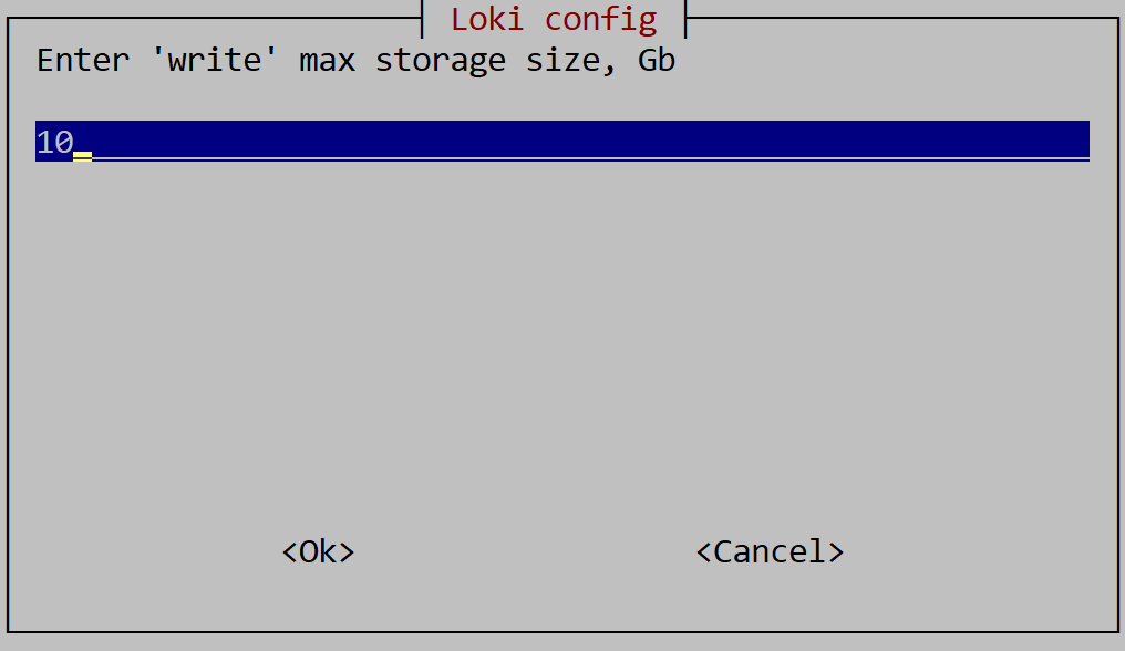 install 11 loki write max storage