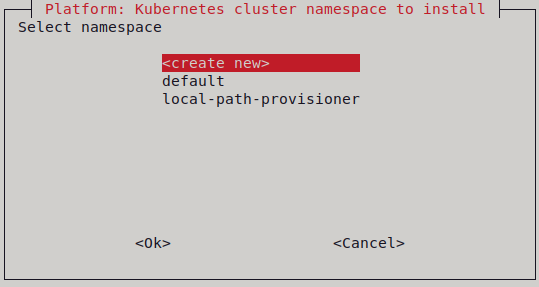 install namespace selection