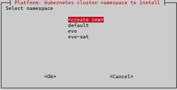 install namespace selection