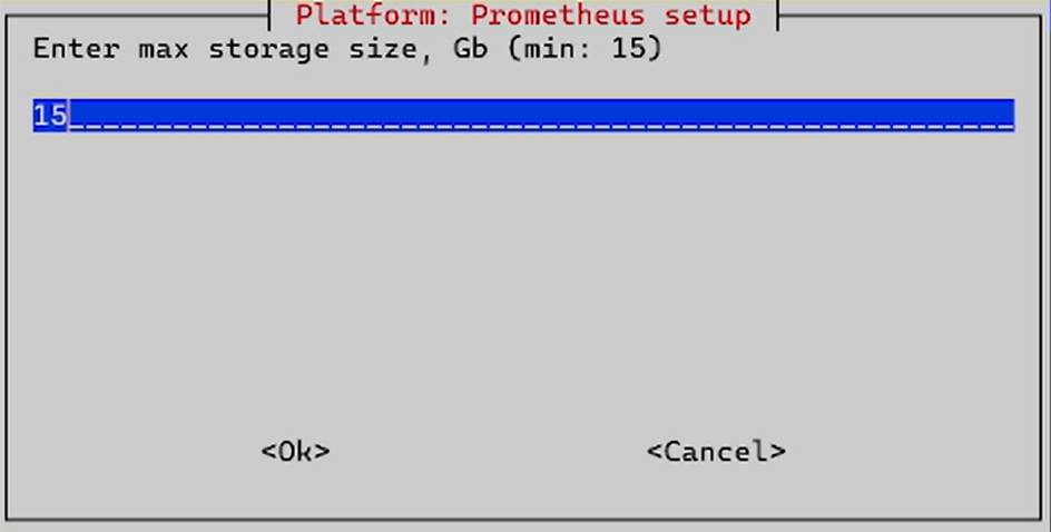 install prometheus setup storage size