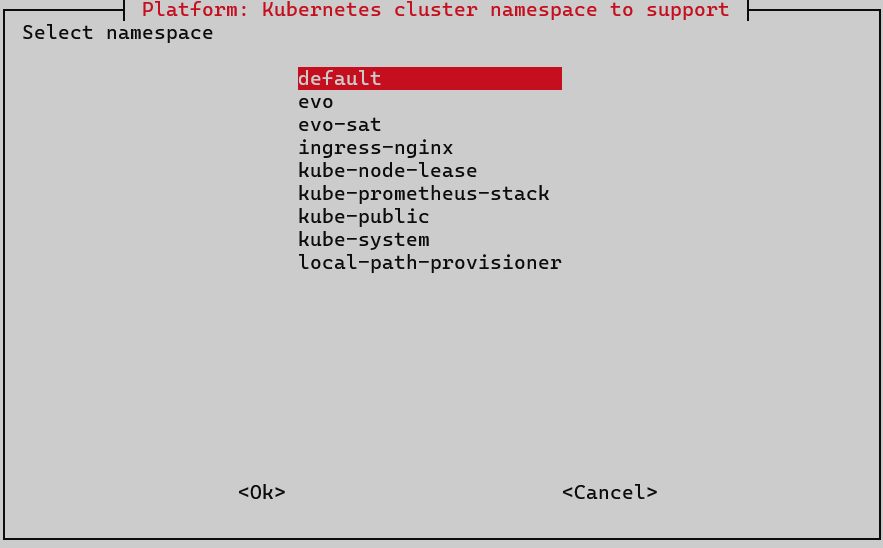 evoctl support select ns