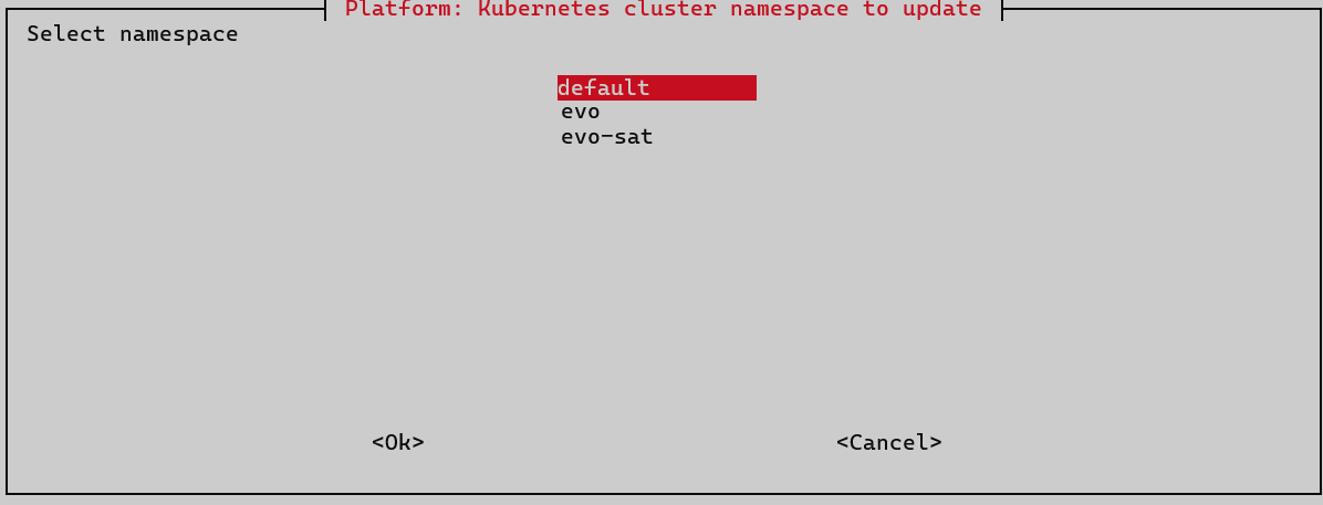 update namespace selection