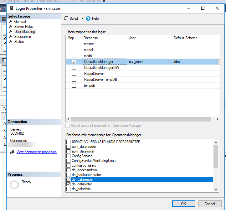 microsoft scom mssql grant account