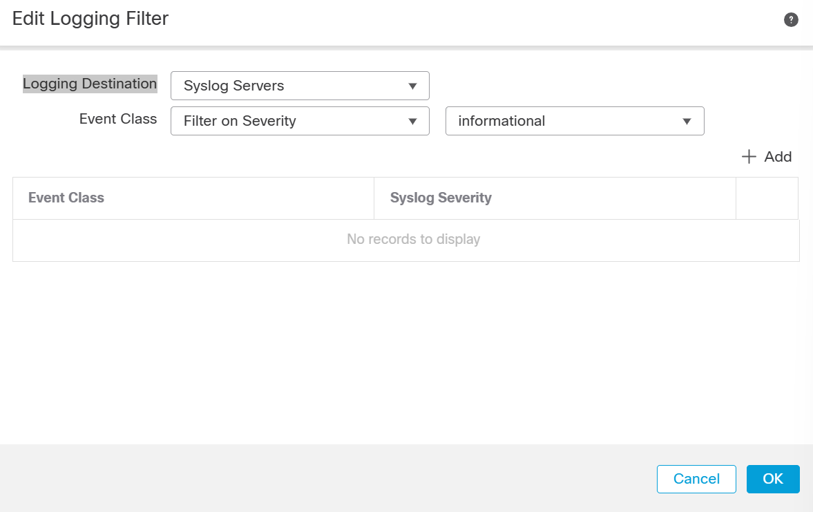 cisco firepower logging filter
