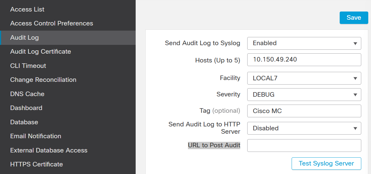 cisco firepower syslog test