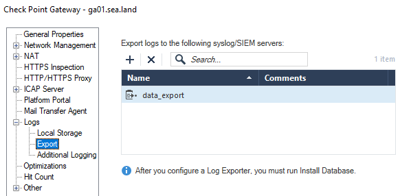 check point gaia export on current server