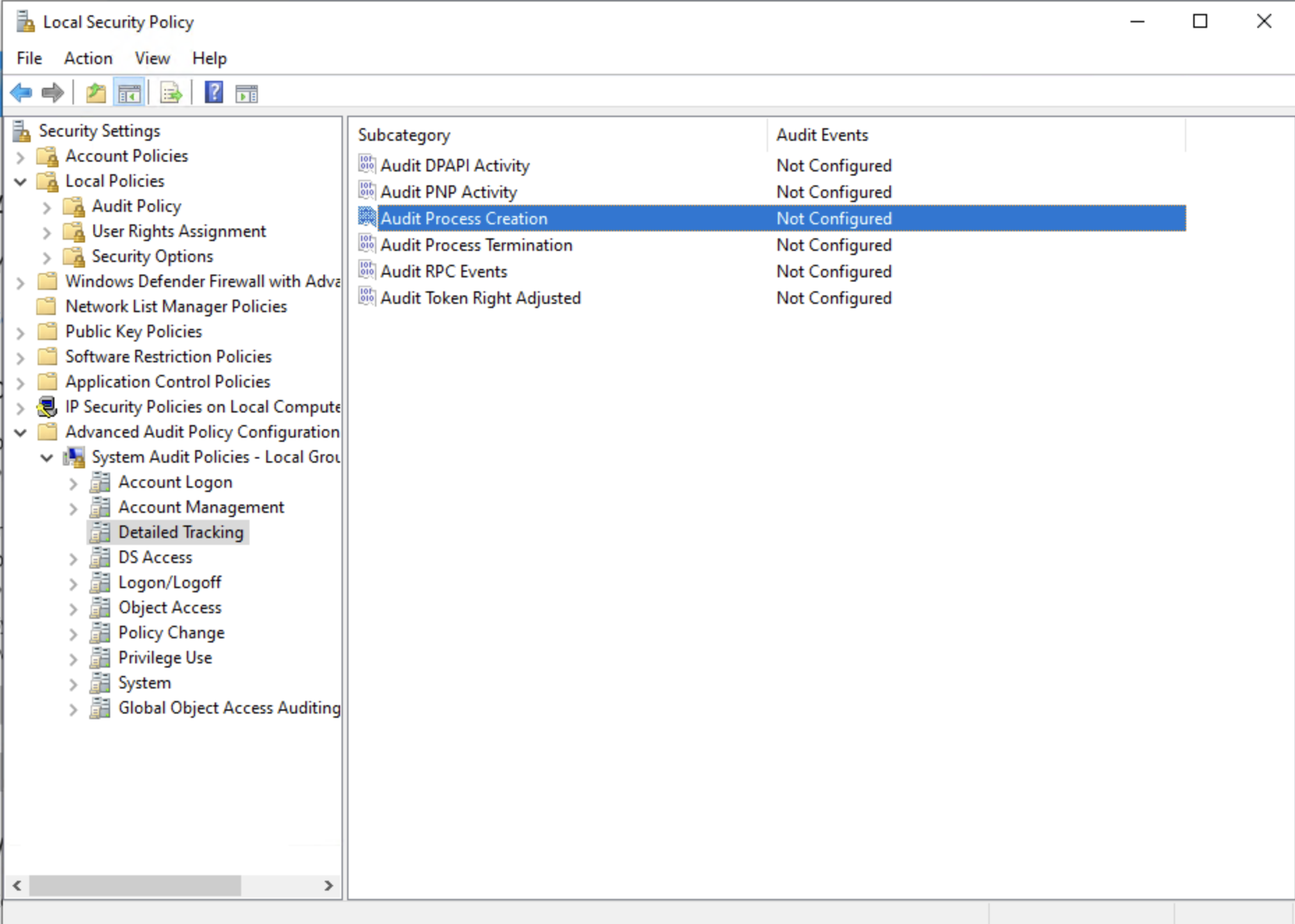 microsoft windows process creation audit en