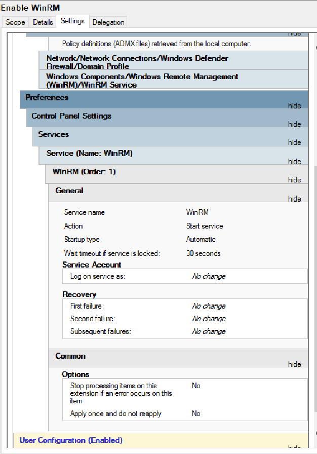 microsoft winrm policy configure
