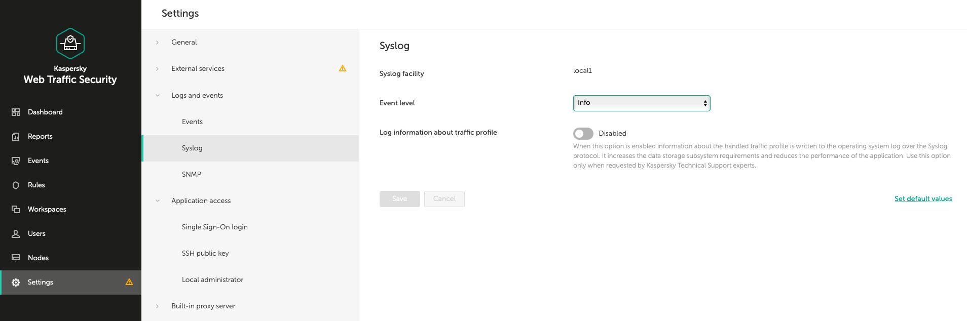 kaspersky web traffic security local web
