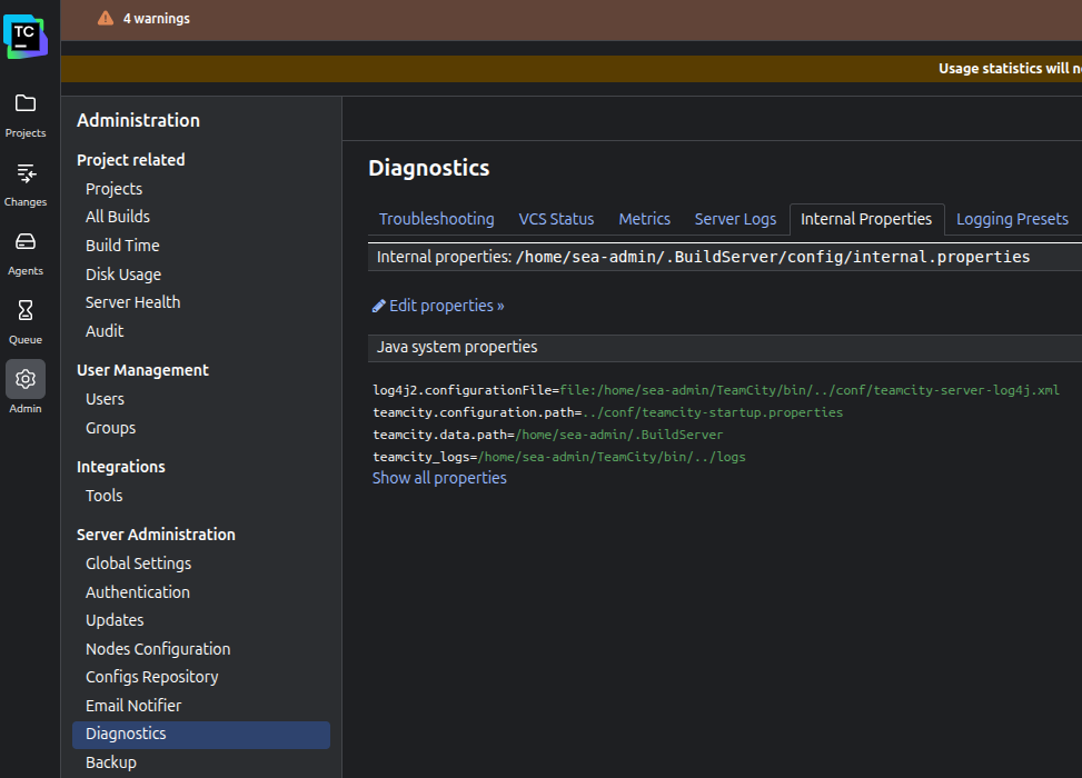 jetbrains teamcity configuring journaling