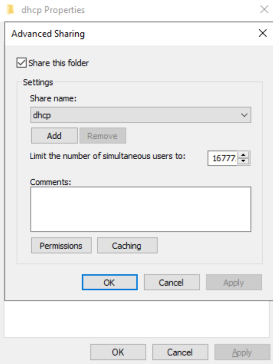 microsoft dhcpsrvlog folder share