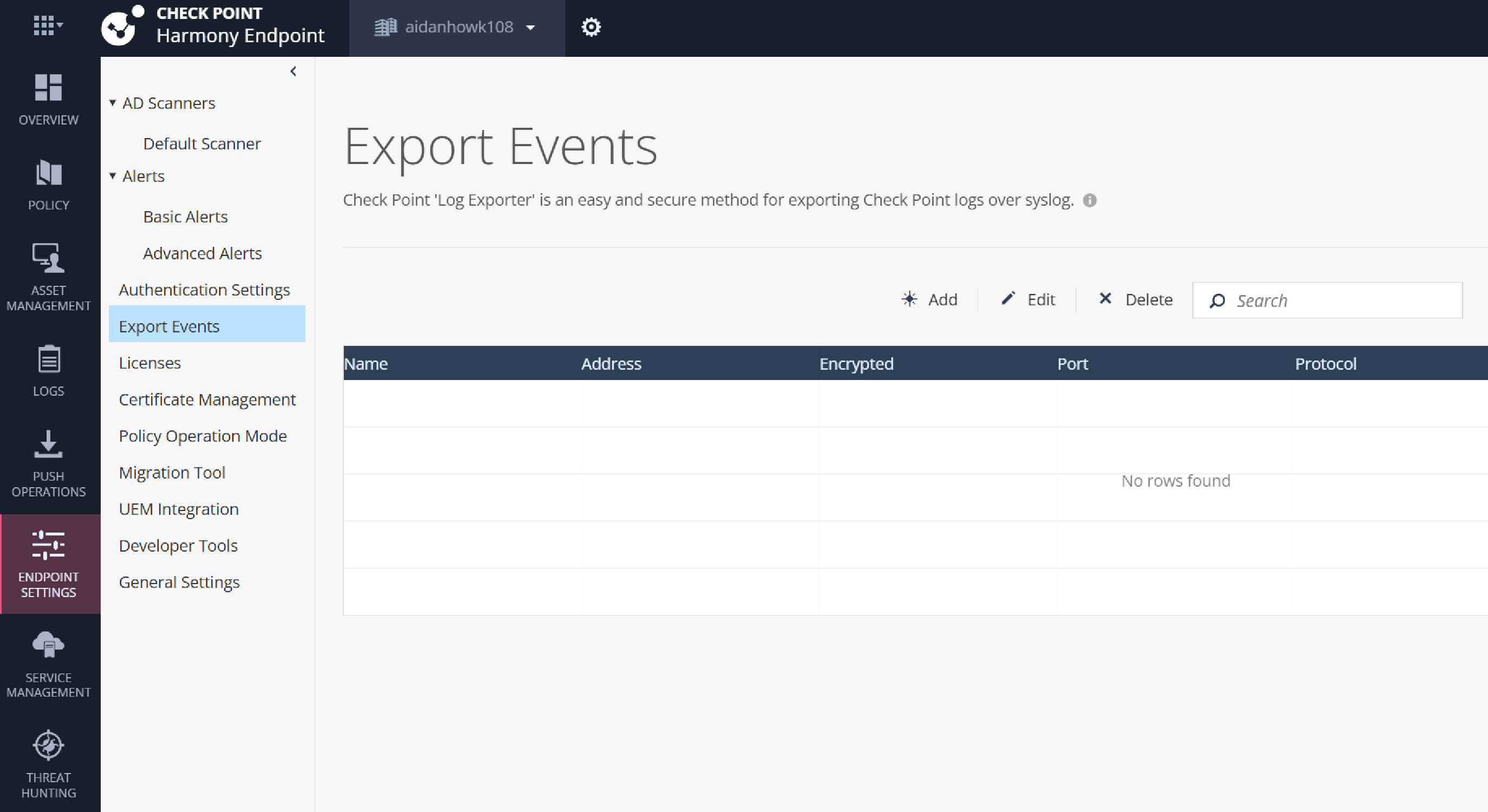 checkpoint harmony syslog settings