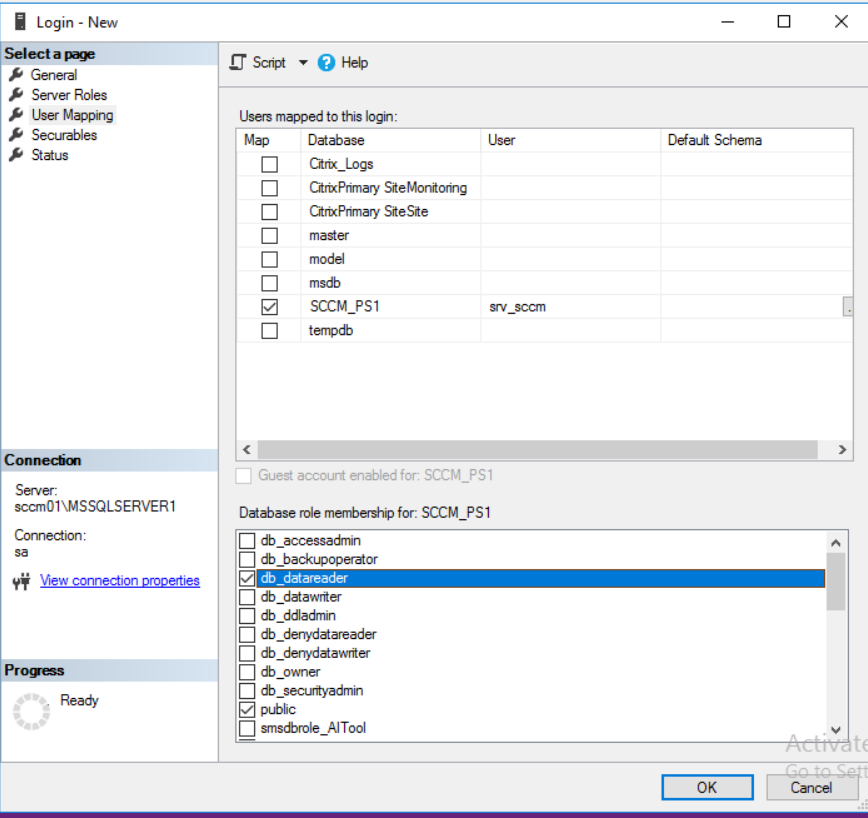 microsoft ecm mssql grant account