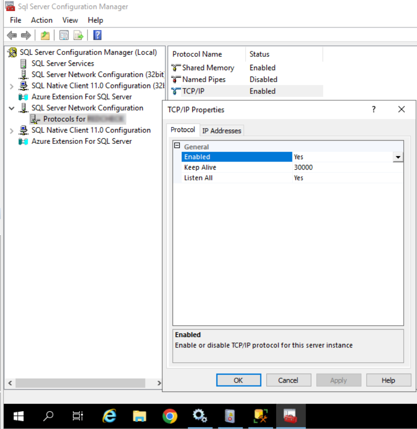 microsoft ecm mssql listen tcp