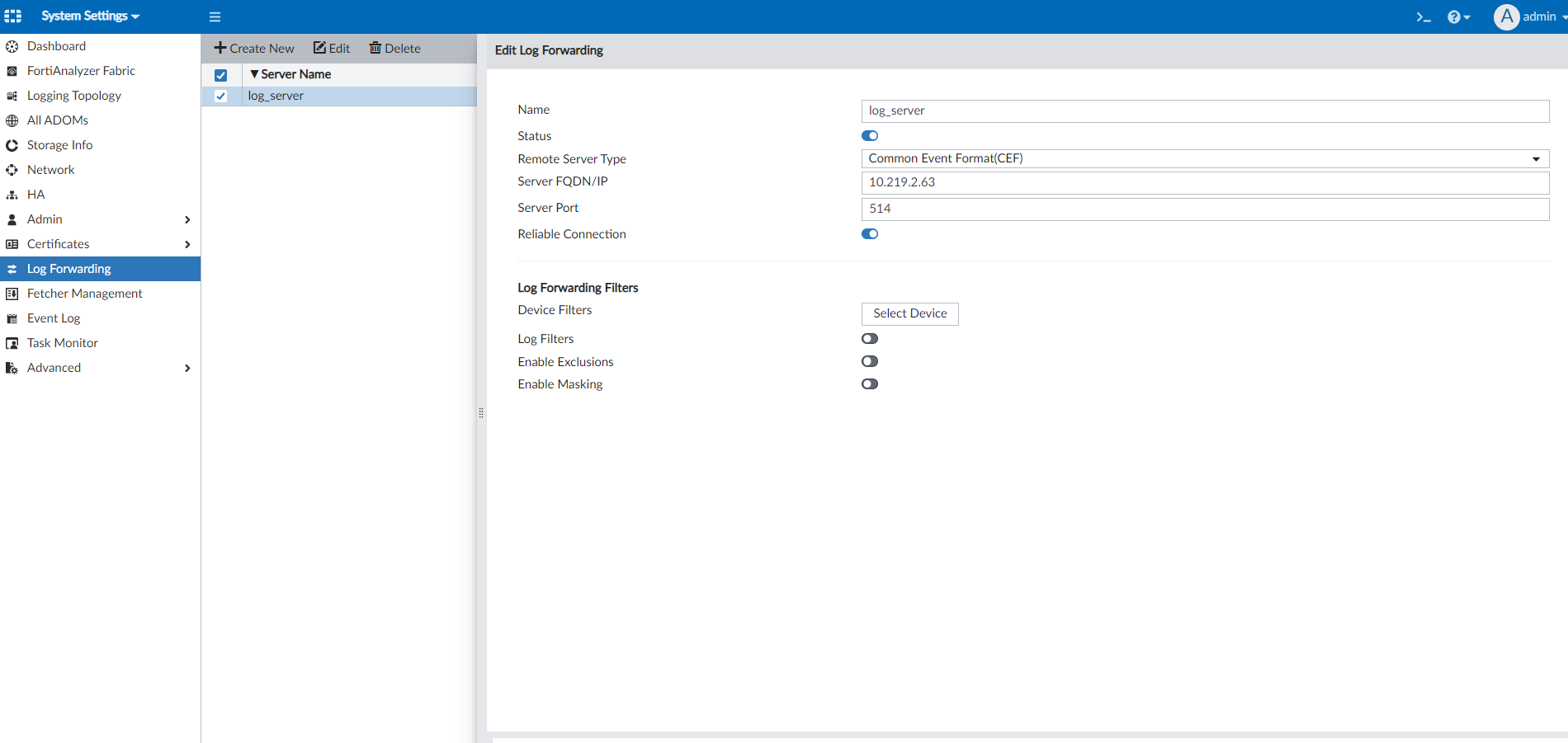 fortianalyzer configure sending logs