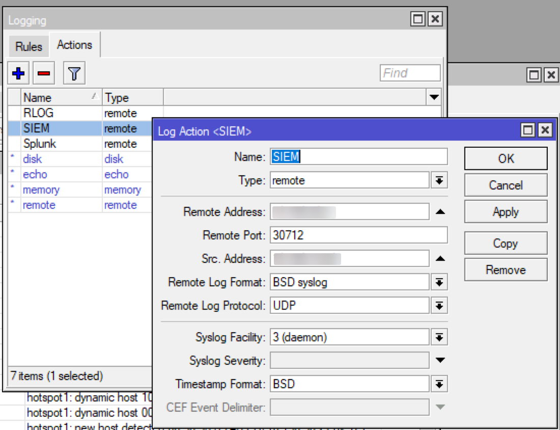 mikrotik router os logging config