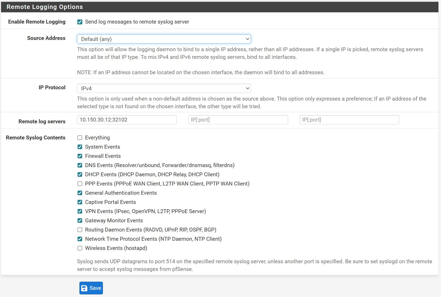 netgate pfsense remotelog