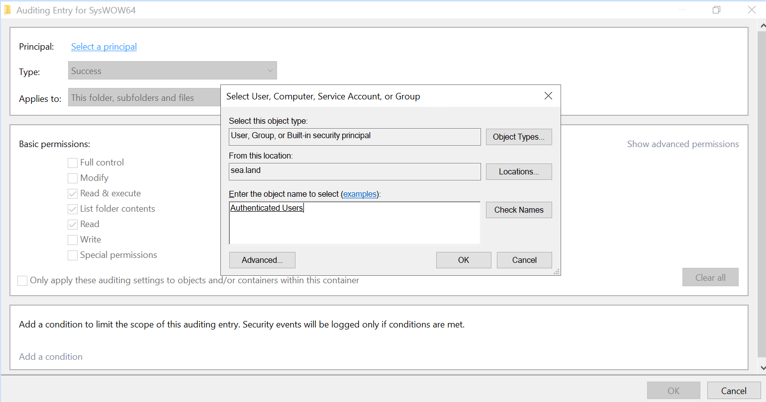 microsoft windows auditing principal