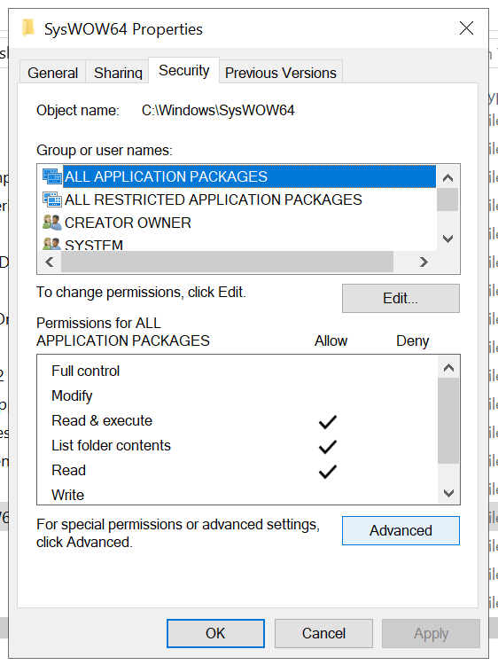 microsoft windows directory properties