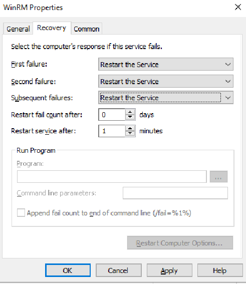 microsoft winrm configure recovery