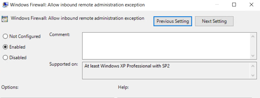 wec allow inbound remote