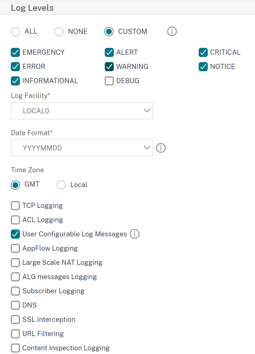 citrix netscaler logging level