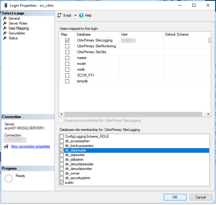 citrix vad logging db role