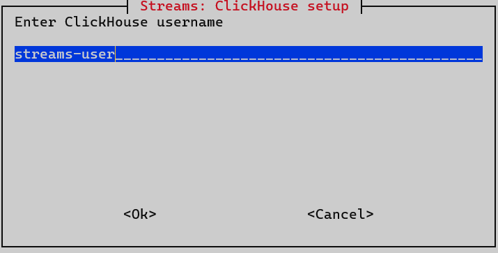 install streams clickhouse user