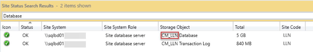 sccm db name